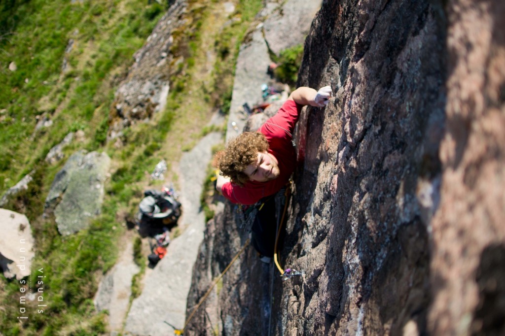 Scoping the moves on "Demon Drink" E5 (Photo credit - James Dunn Visuals)