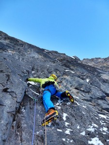 My leaving the belay on pitch 3