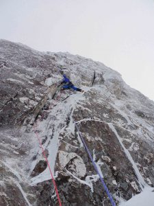 Me making my way up Hoargasm on the first ascent